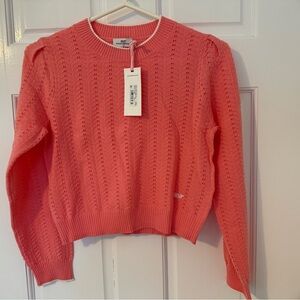 Vineyard Vines Girls' Novelty Stitch Puff Sleeve Crew NWT Size XL (14) Coral